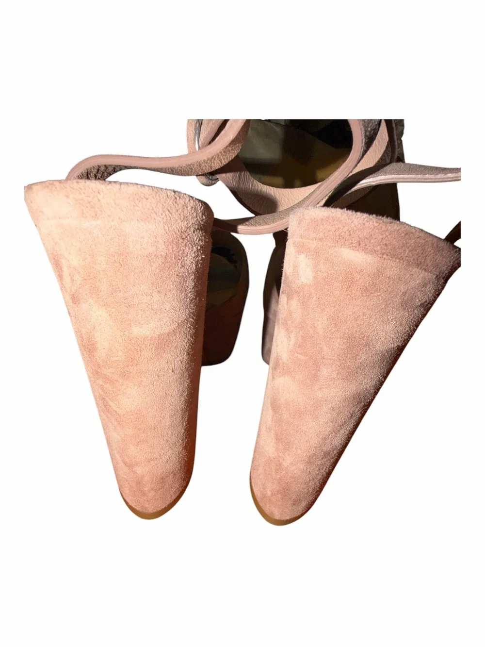 Barneys New York Blush Suede Platform Block Heels